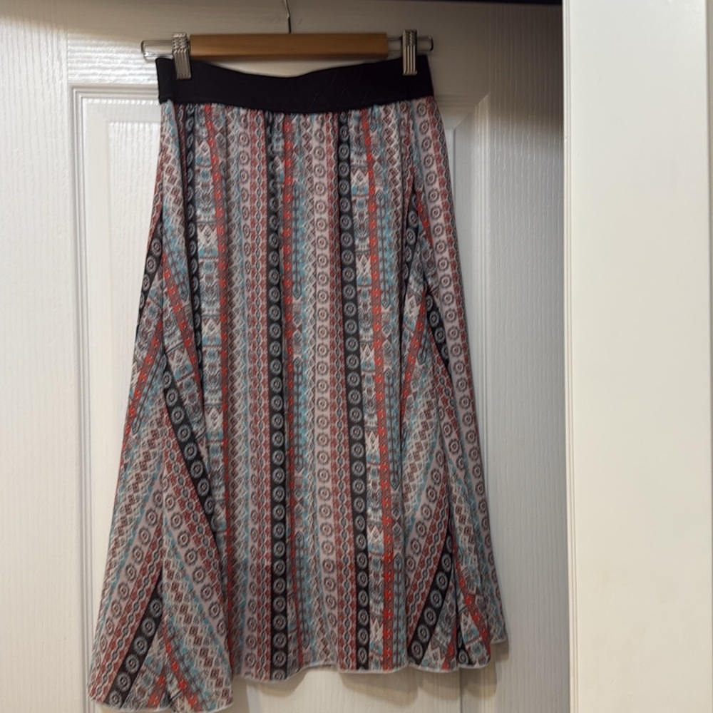 LuLaRoe Lola A-Line Skirt with Orange and Blue Stripes - Picture 3 of 4
